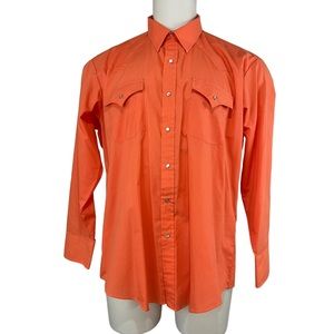 Ely Cattleman Pearl Snap Western Shirt Vintage Orange 17 1/2 (560)